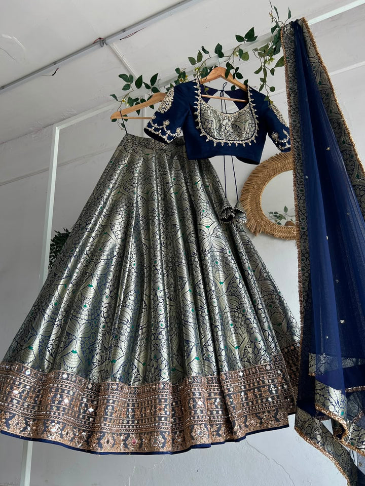 Blue Banaras Silk Lehenga