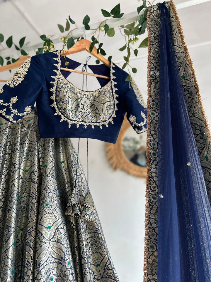 Blue Banaras Silk Lehenga