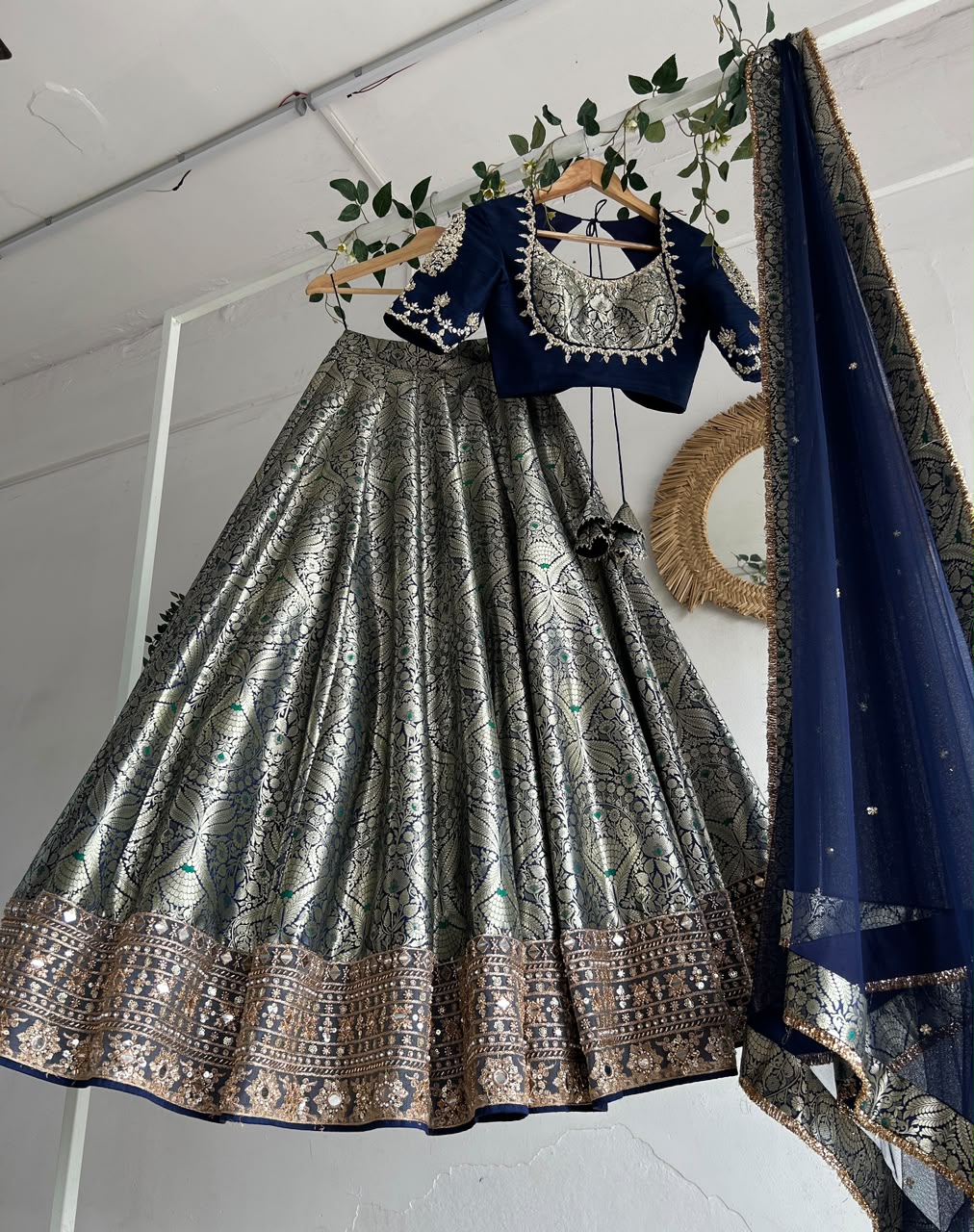 Blue Banaras Silk Lehenga