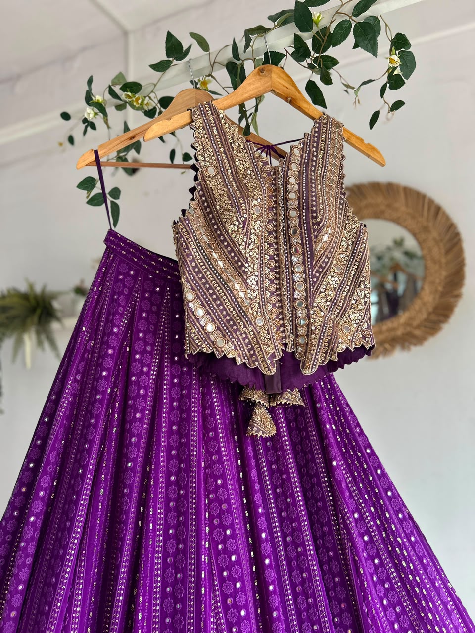 Purple Chikankari Lehenga