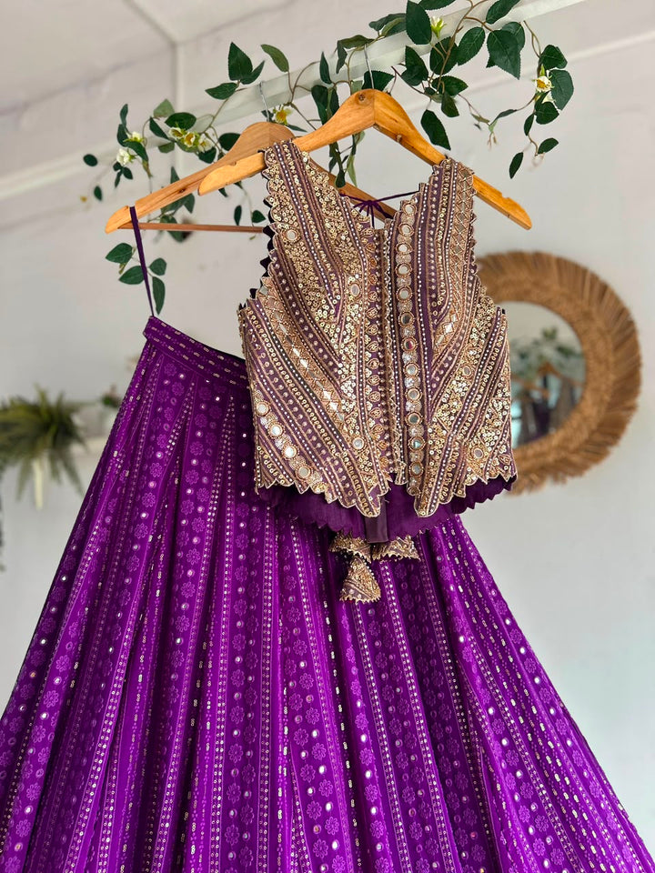 Purple Chikankari Lehenga