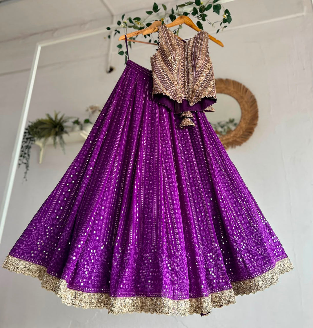 Purple Chikankari Lehenga