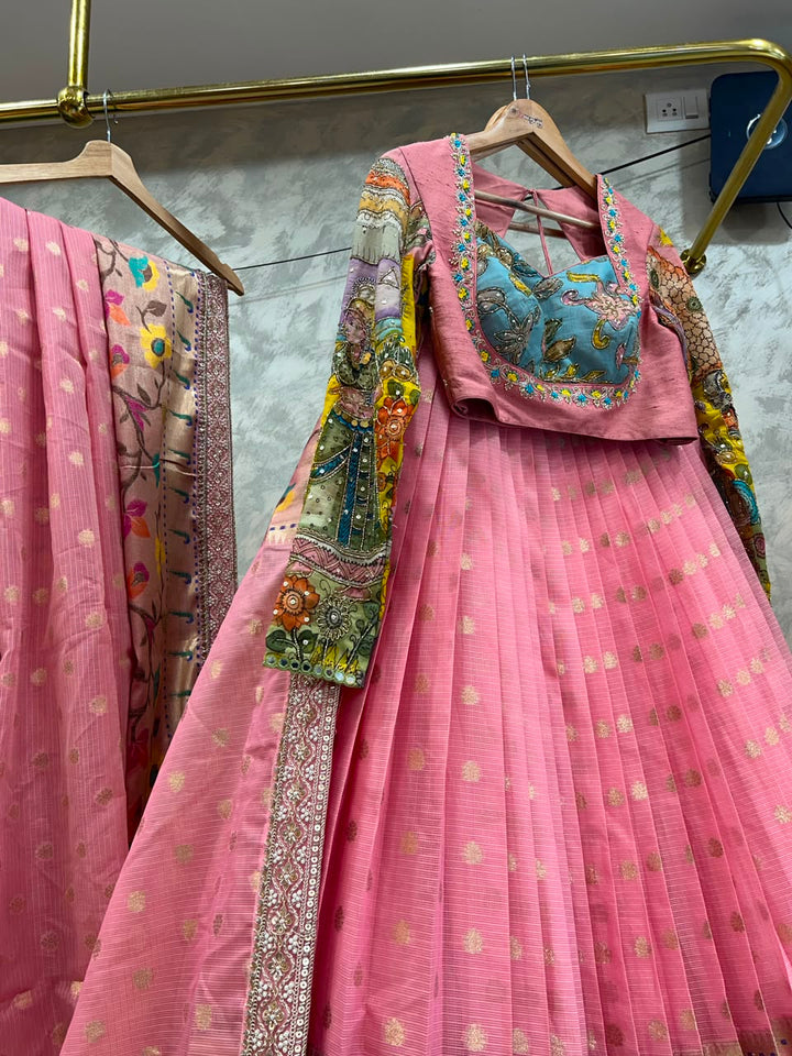 Pink Kota Silk Lehenga