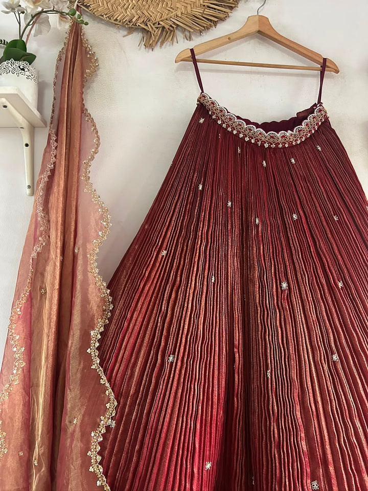 Metalic Tissue Lehenga