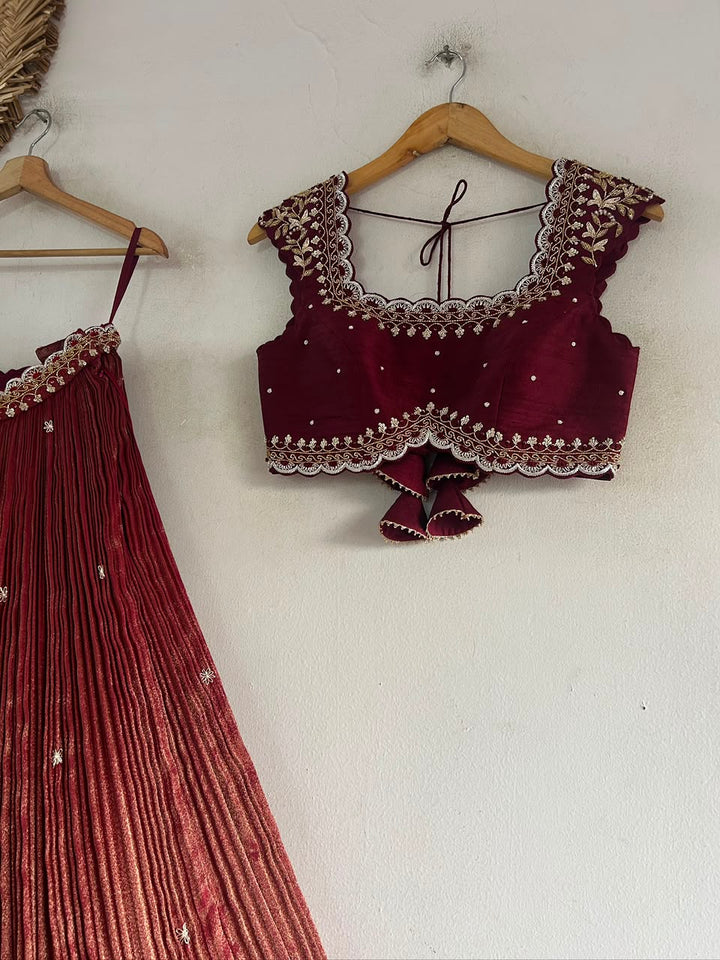 Metalic Tissue Lehenga