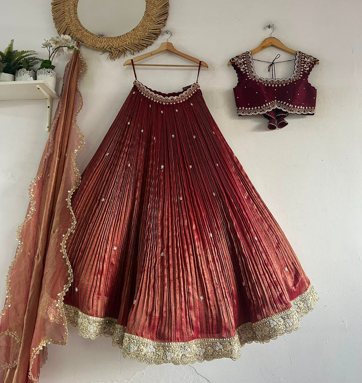 Metalic Tissue Lehenga