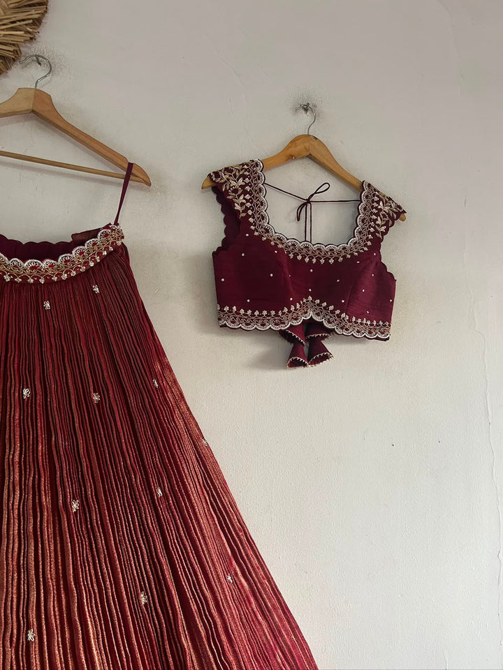 Metalic Tissue Lehenga
