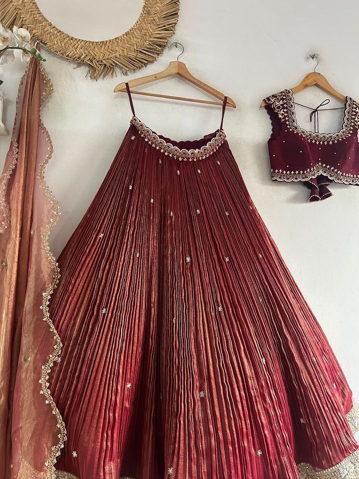 Metalic Tissue Lehenga