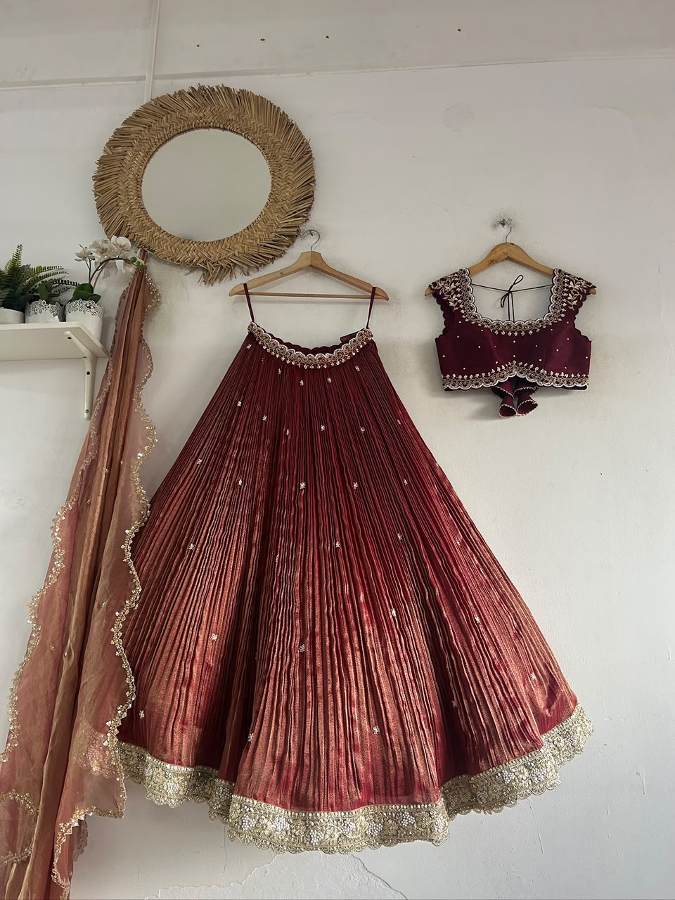Metalic Tissue Lehenga