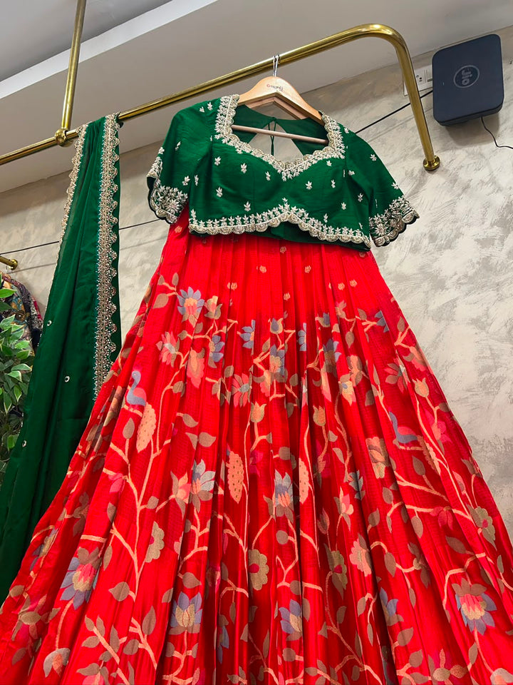 Red Banaras Silk Lehenga