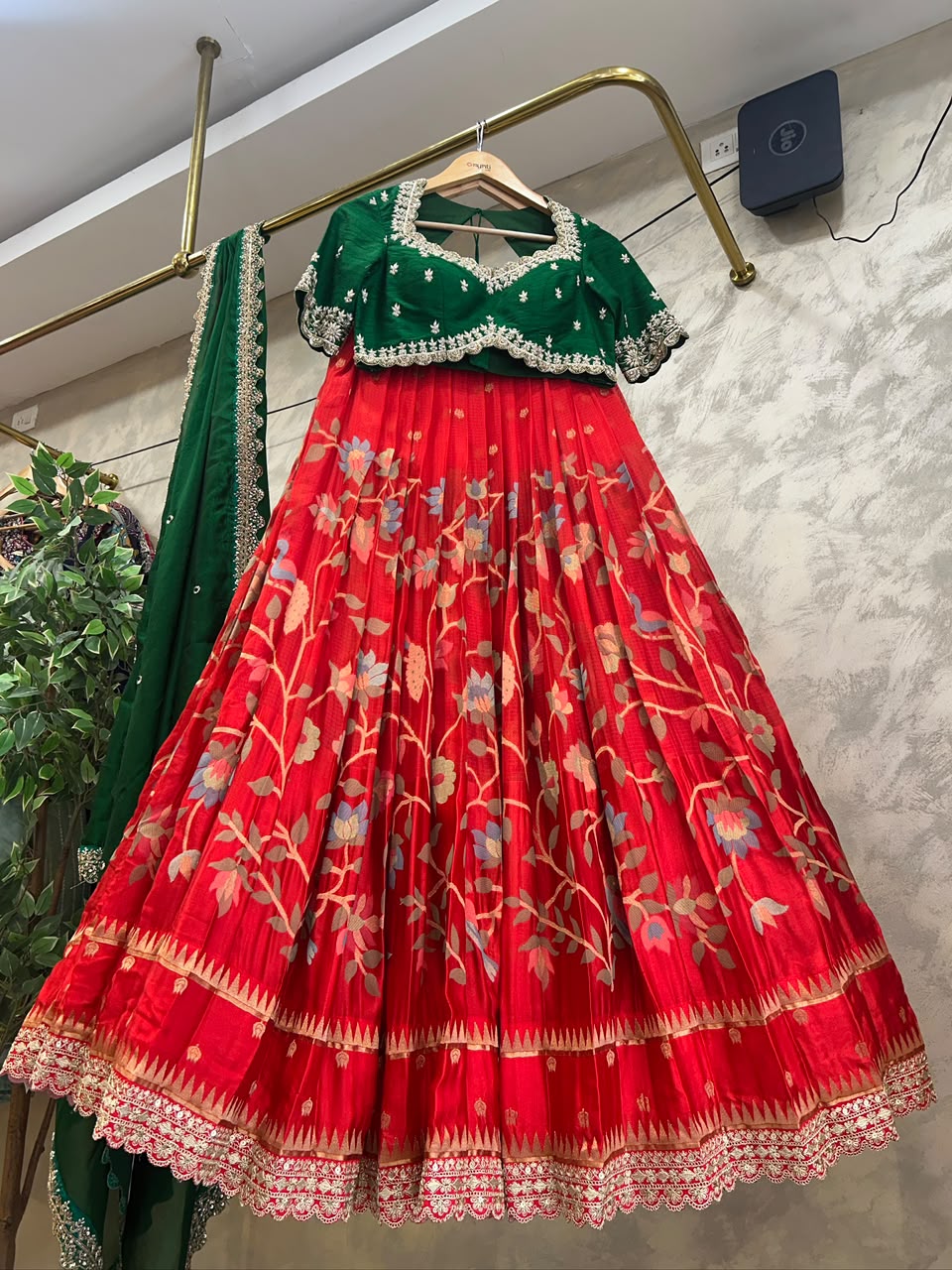 Red Banaras Silk Lehenga