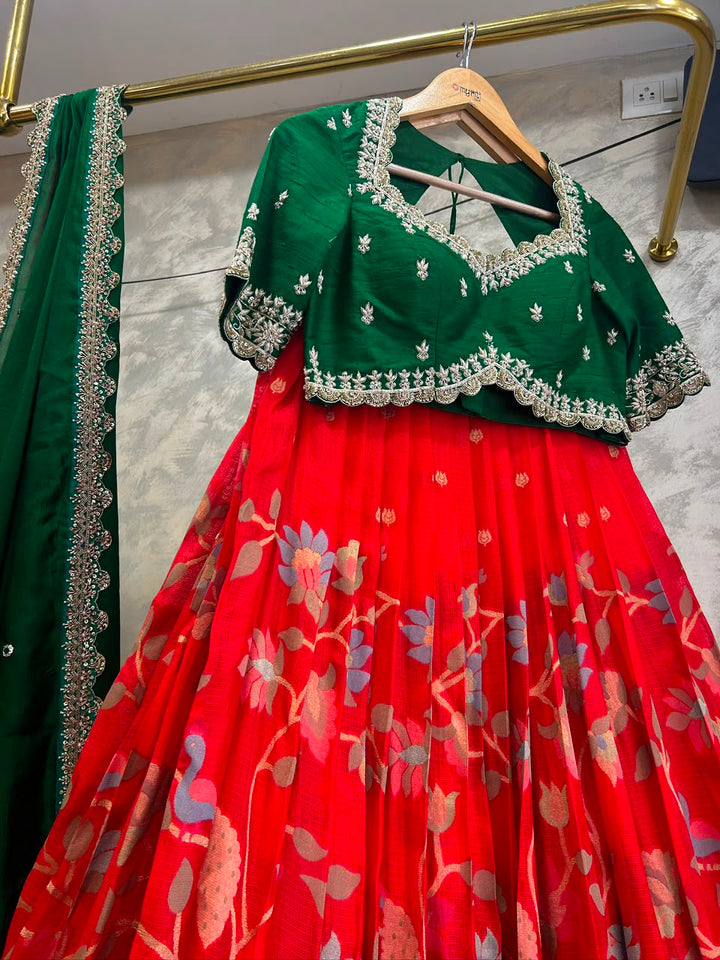 Red Banaras Silk Lehenga