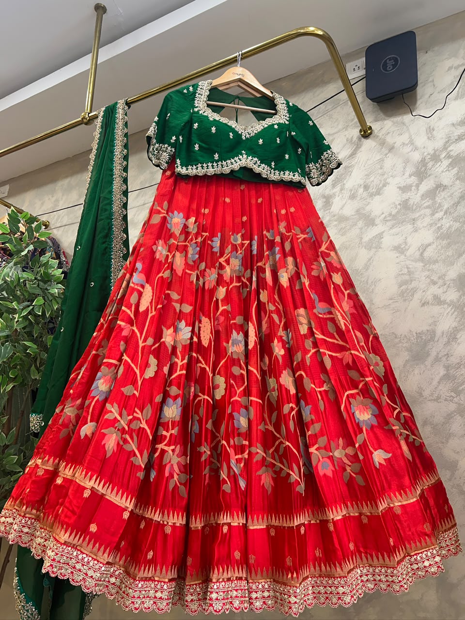 Red Banaras Silk Lehenga