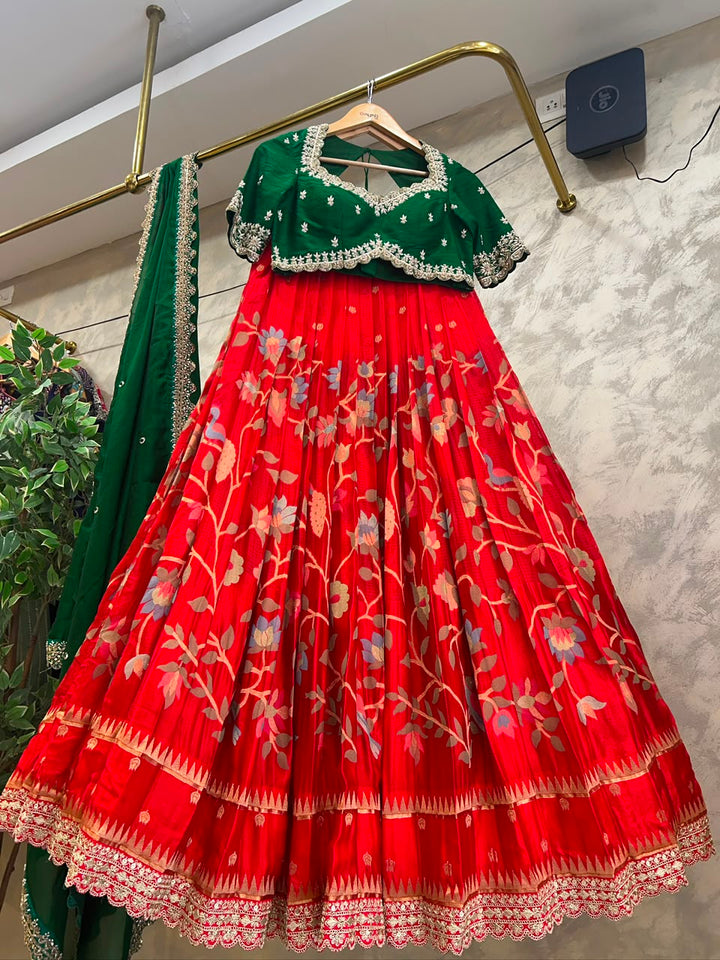 Red Banaras Silk Lehenga