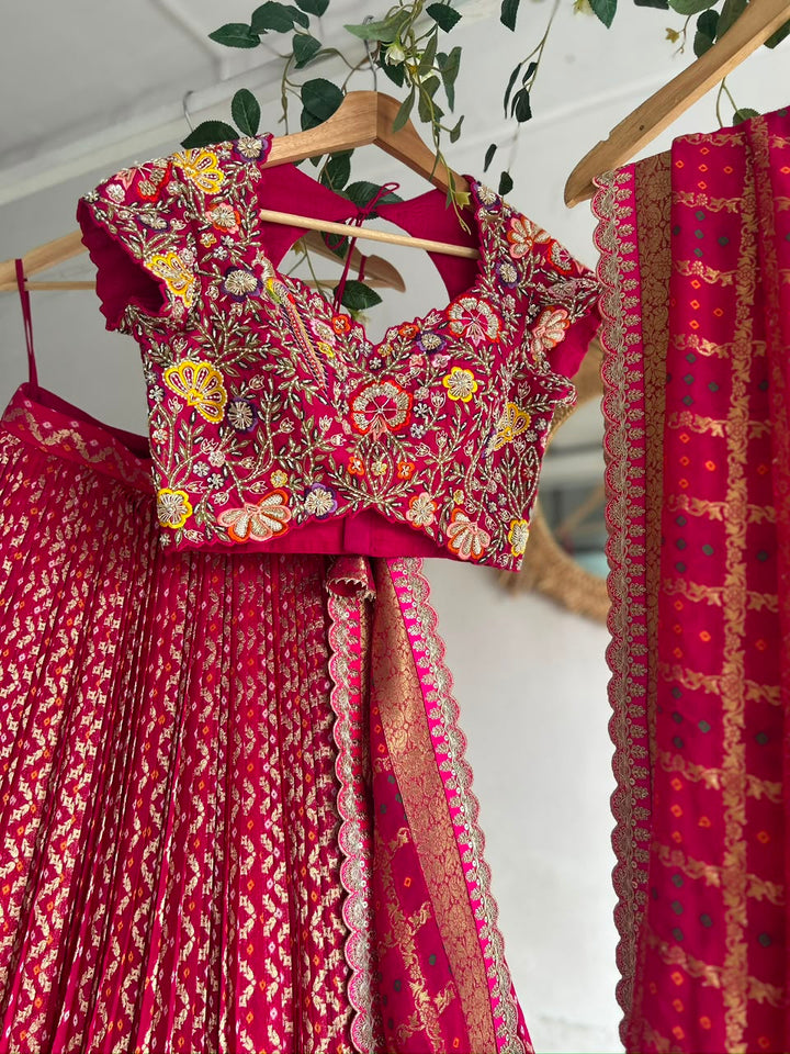 Pink Bandani Lehenga