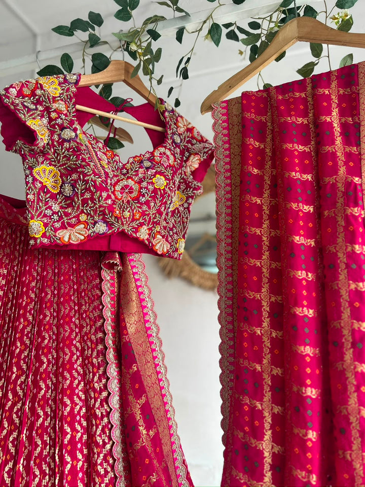 Pink Bandani Lehenga
