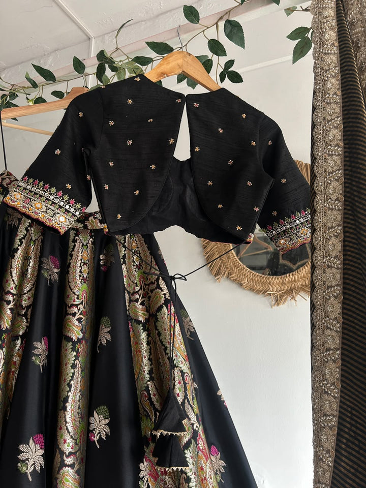 Black Banaras Silk Lehenga