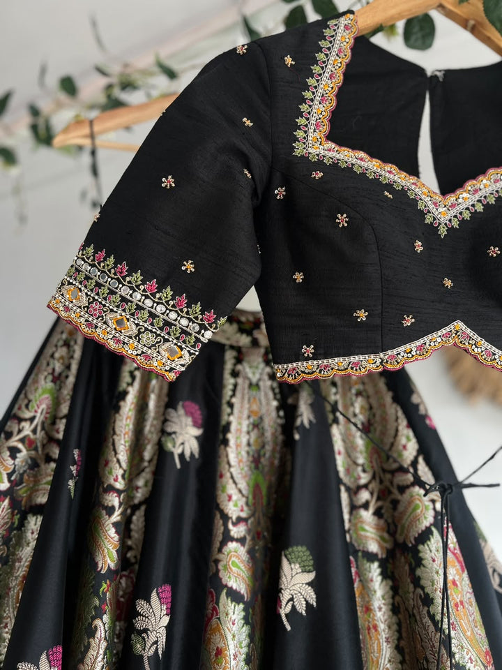 Black Banaras Silk Lehenga