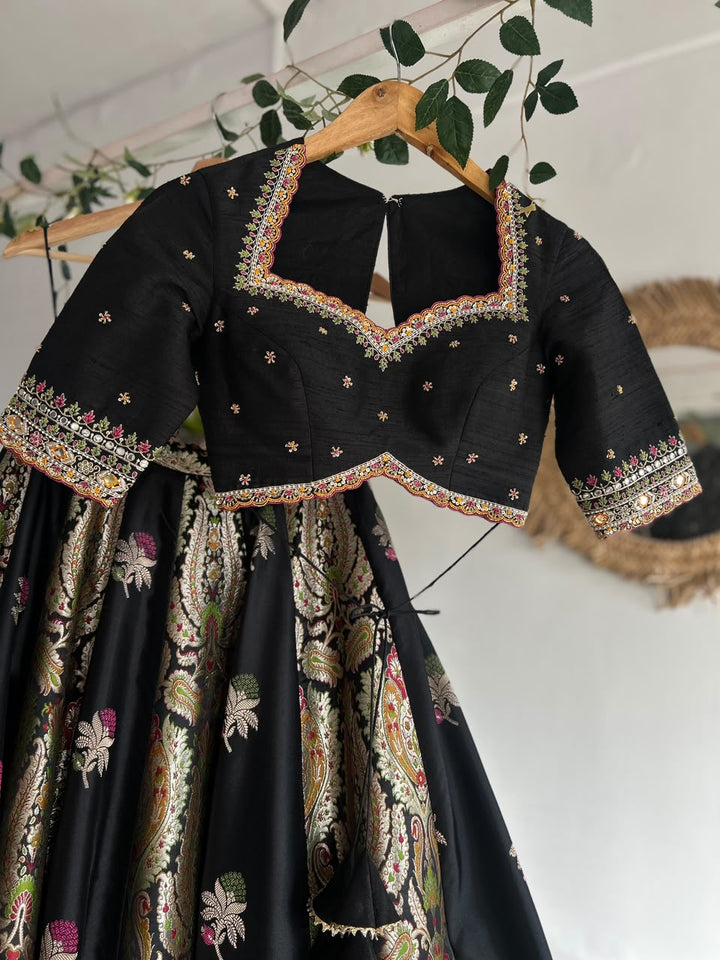 Black Banaras Silk Lehenga