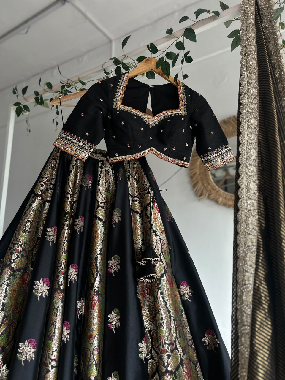 Black Banaras Silk Lehenga