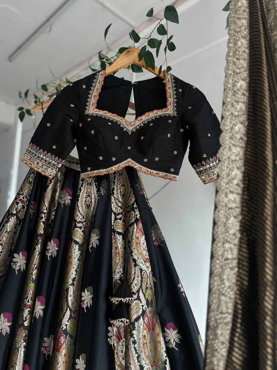 Black Banaras Silk Lehenga