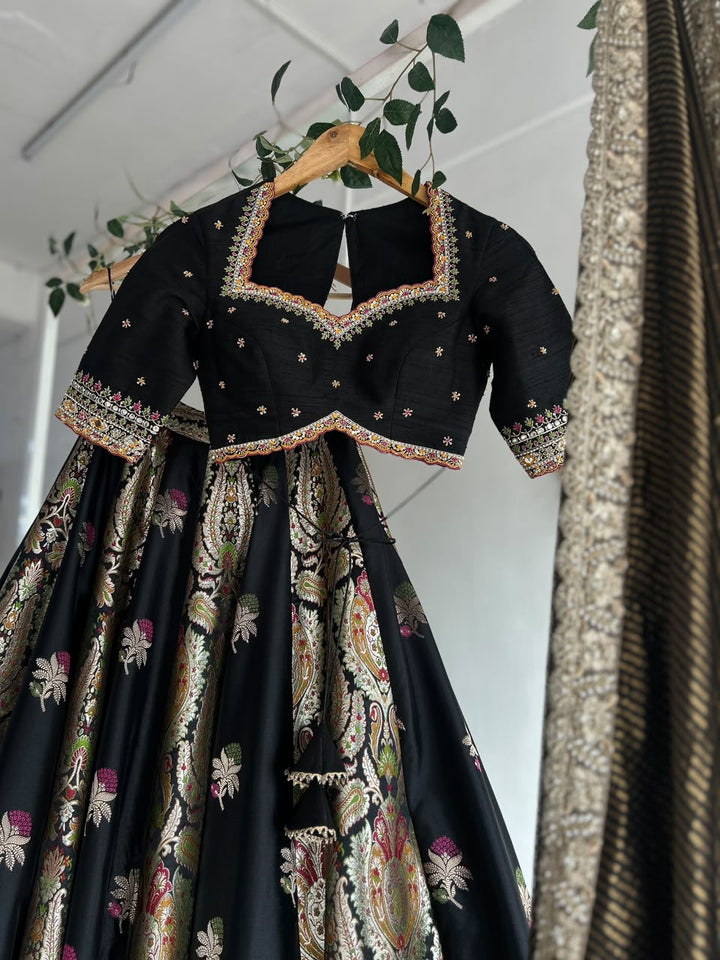 Black Banaras Silk Lehenga