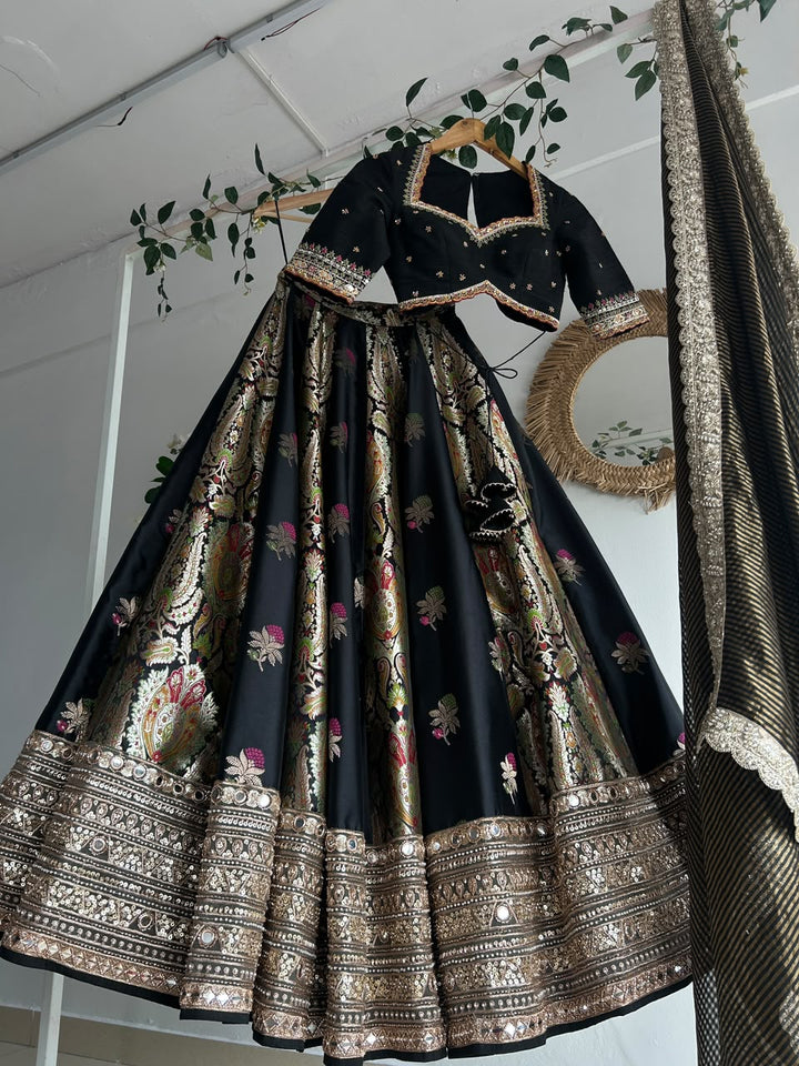 Black Banaras Silk Lehenga