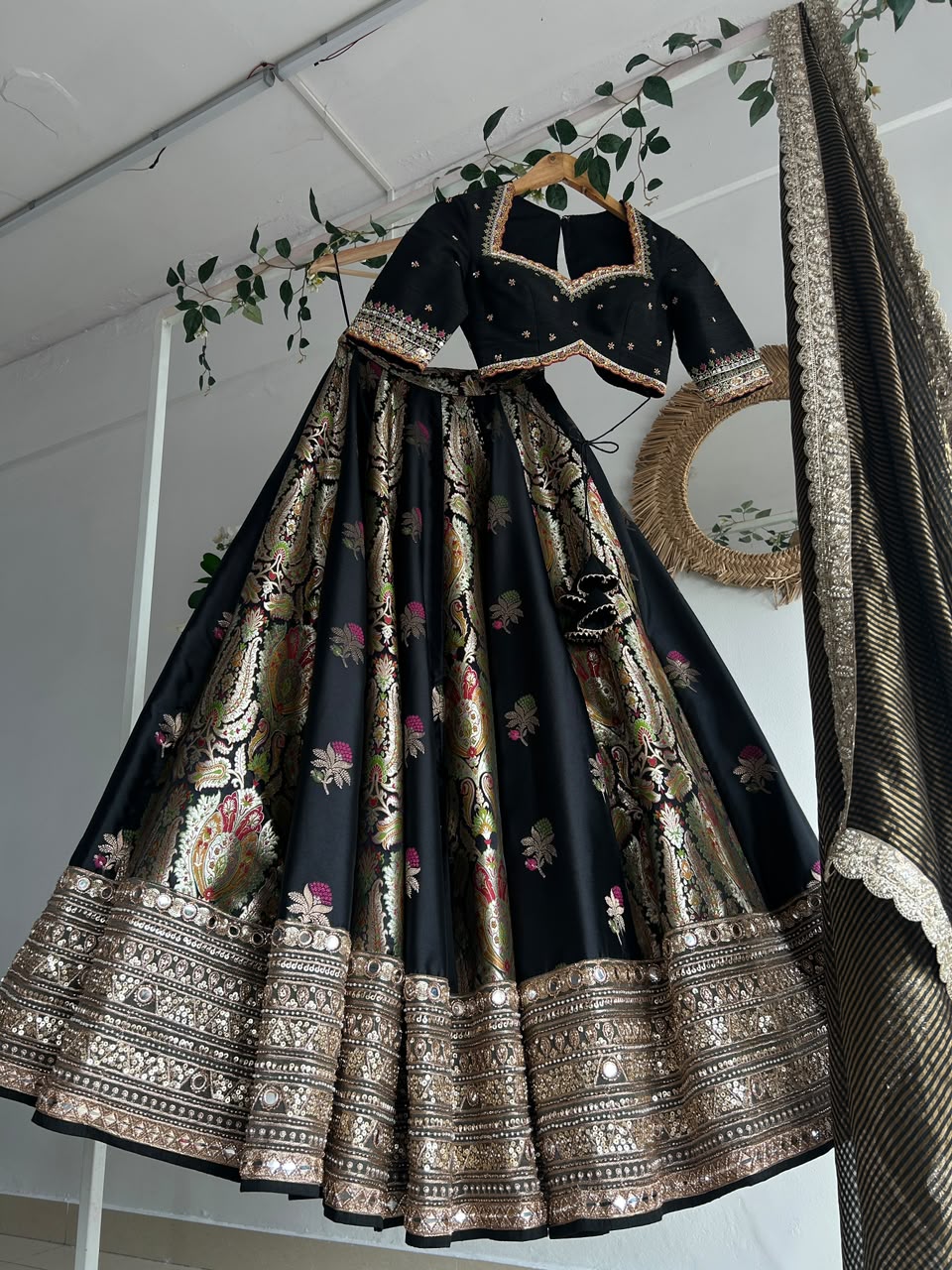 Black Banaras Silk Lehenga