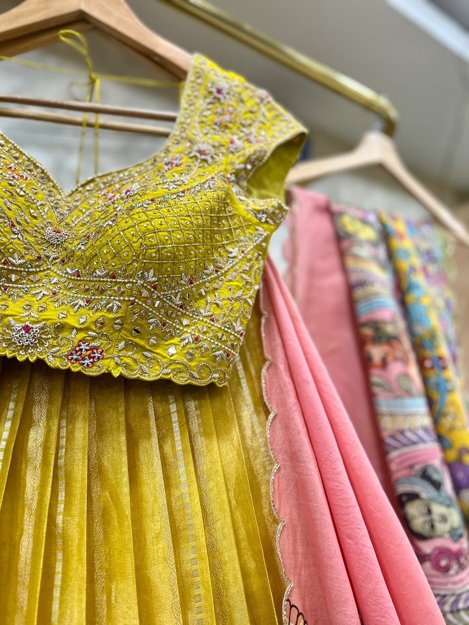 Yellow Tissue Silk Lehenga