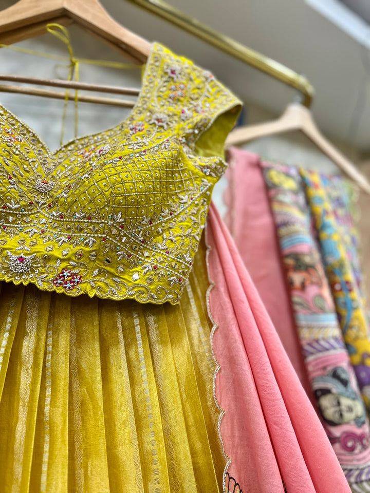 Yellow Tissue Silk Lehenga