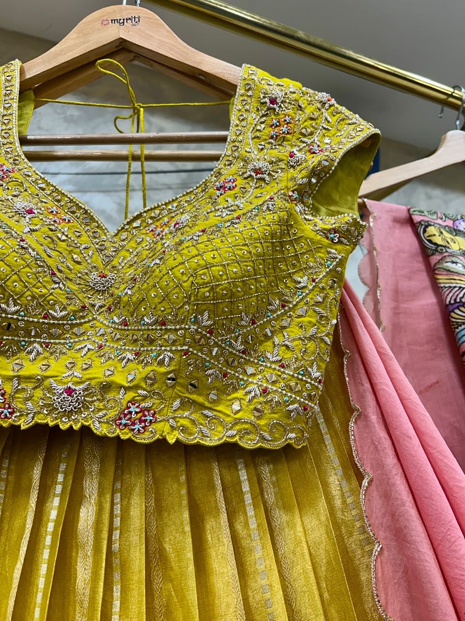 Yellow Tissue Silk Lehenga