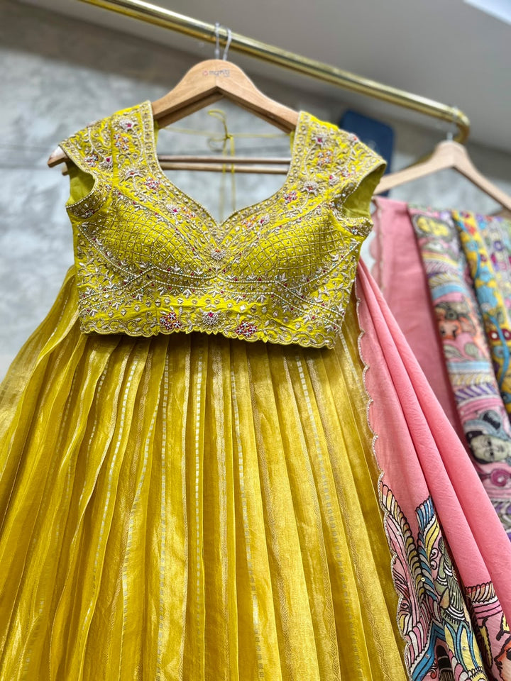 Yellow Tissue Silk Lehenga
