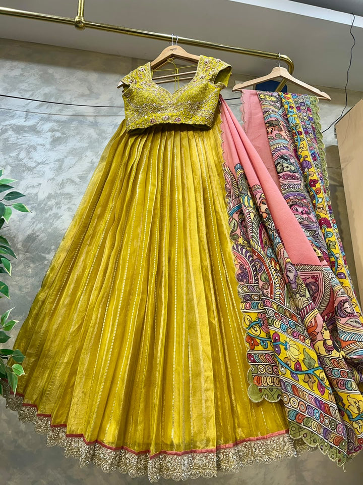 Yellow Tissue Silk Lehenga
