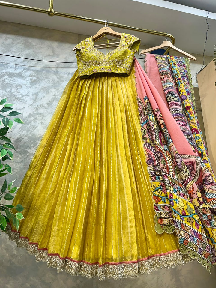 Yellow Tissue Silk Lehenga