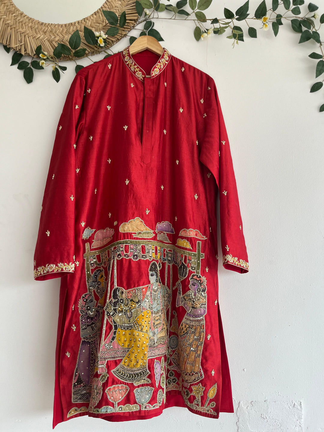 Red Pen Kalamkari Kurta