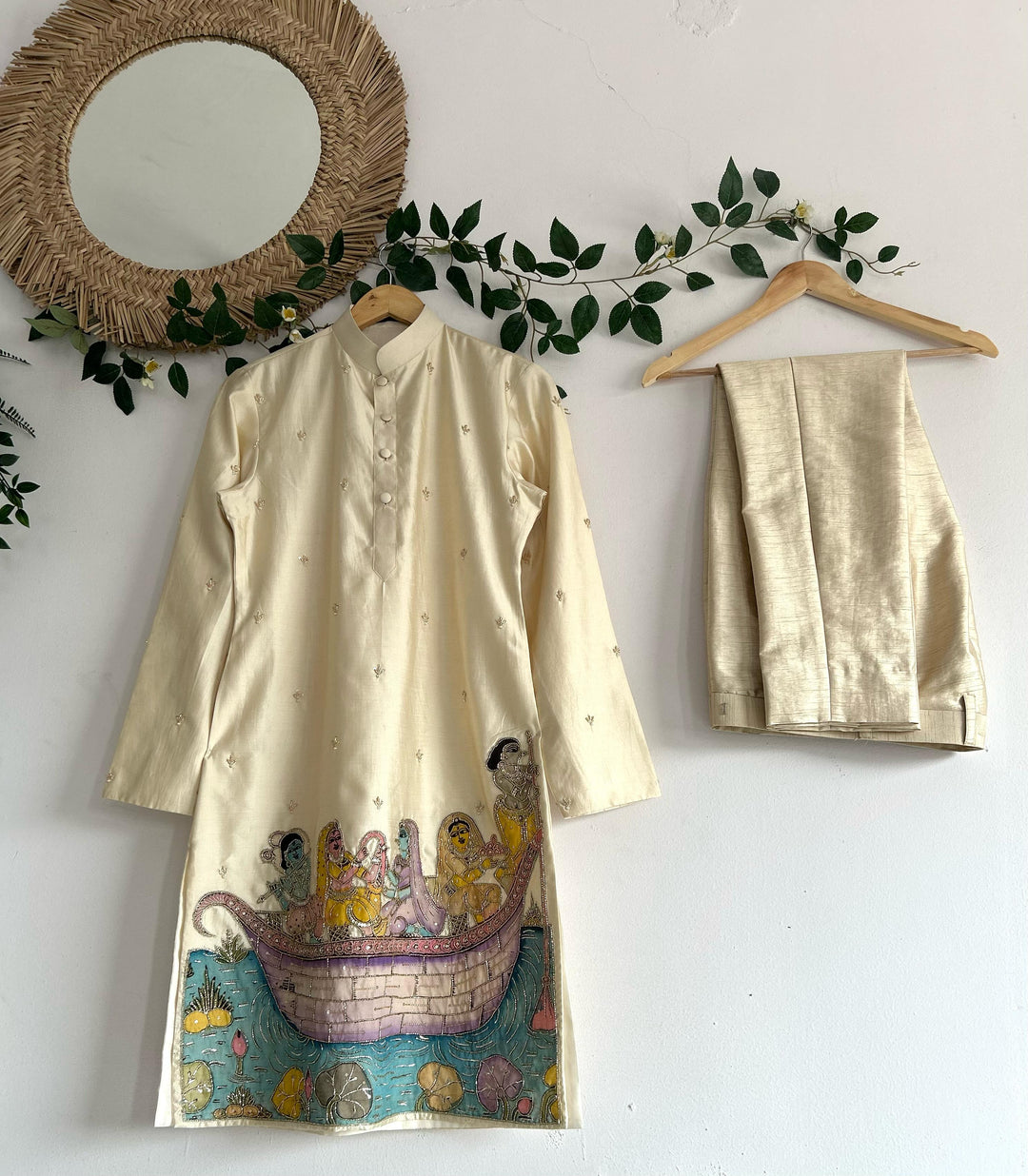 Cream Pen Kalamkari Kurta
