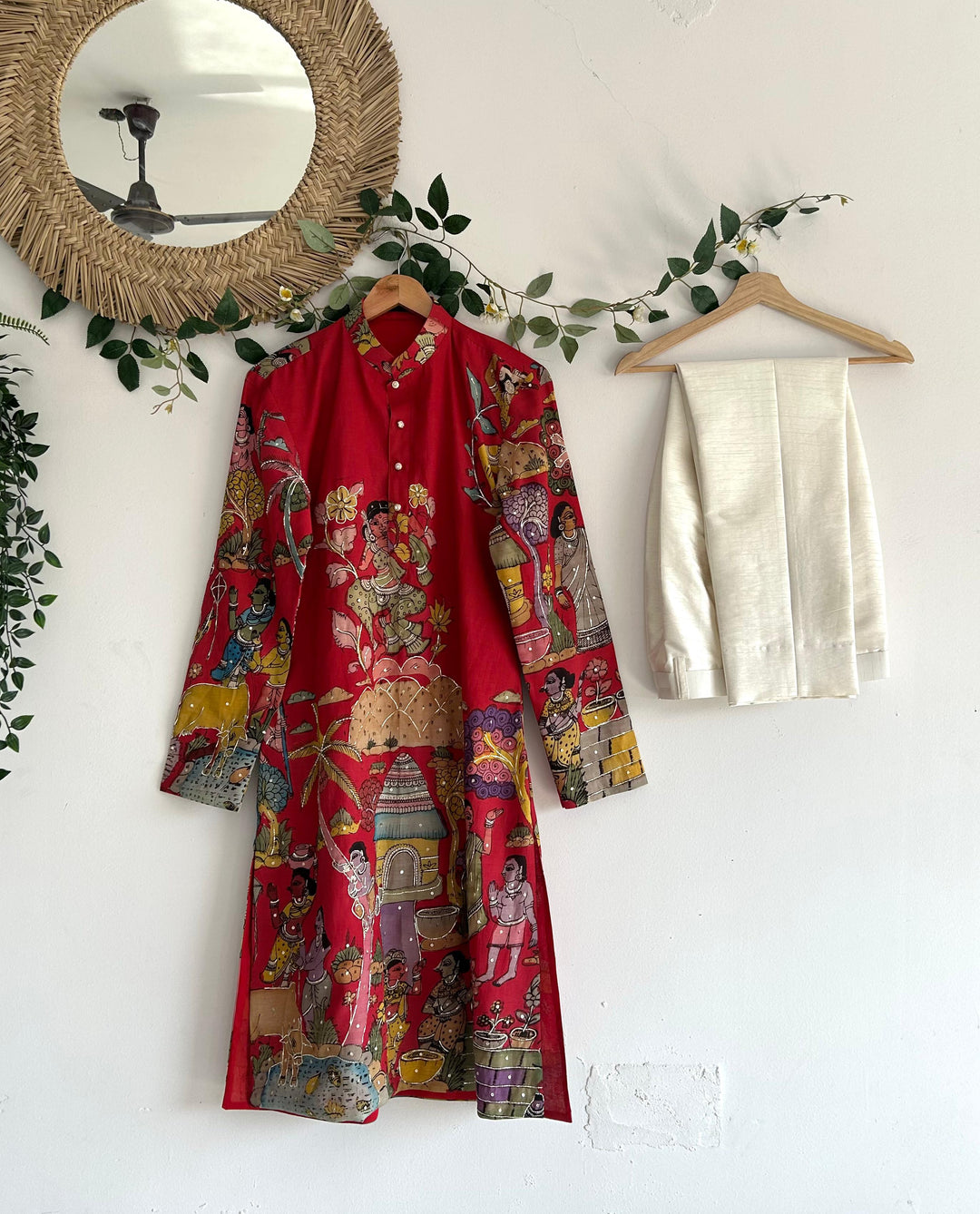 Red Pen Kalamkari Kurta