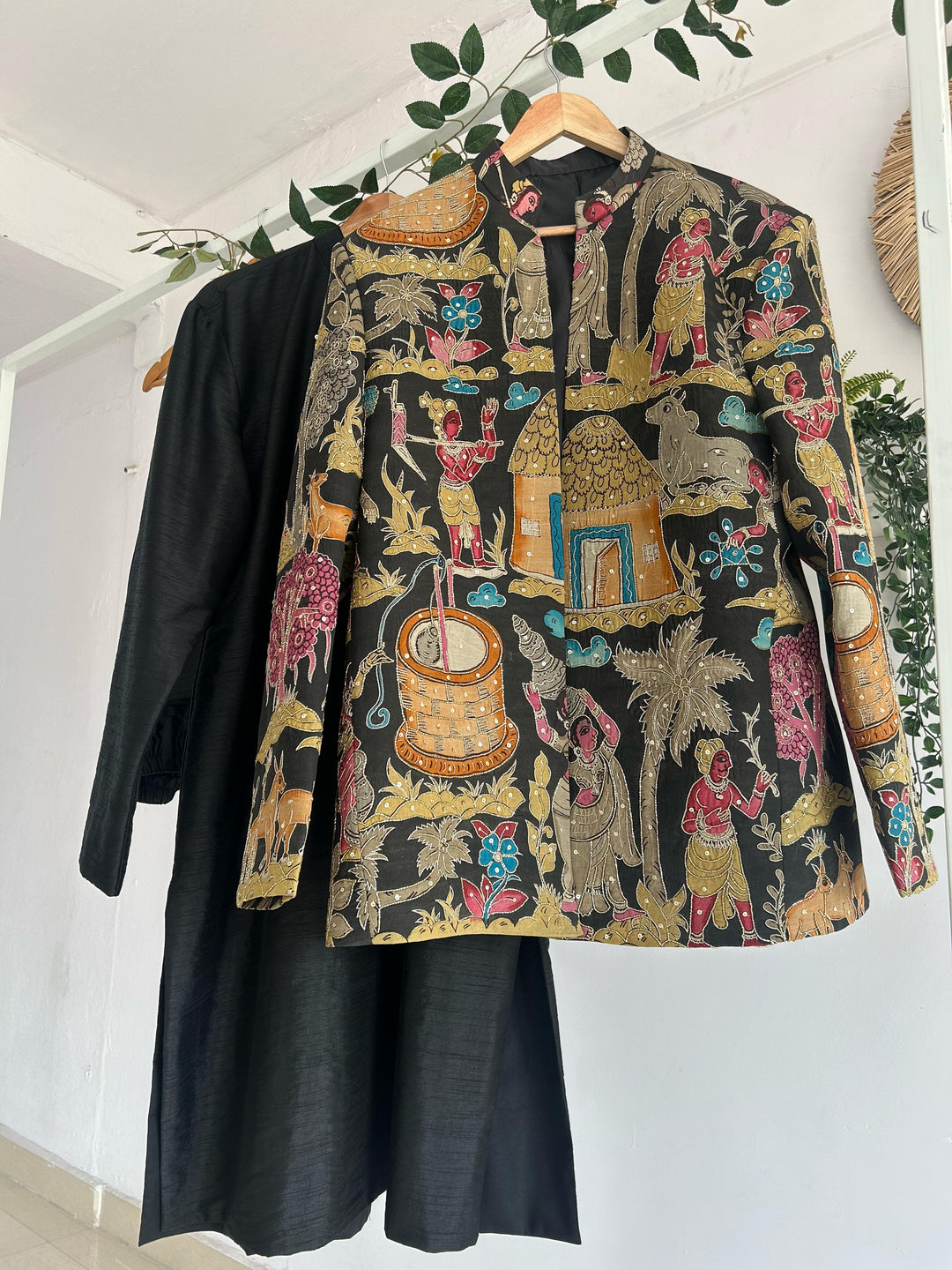 Black Pen Kalamkari Jacket Set
