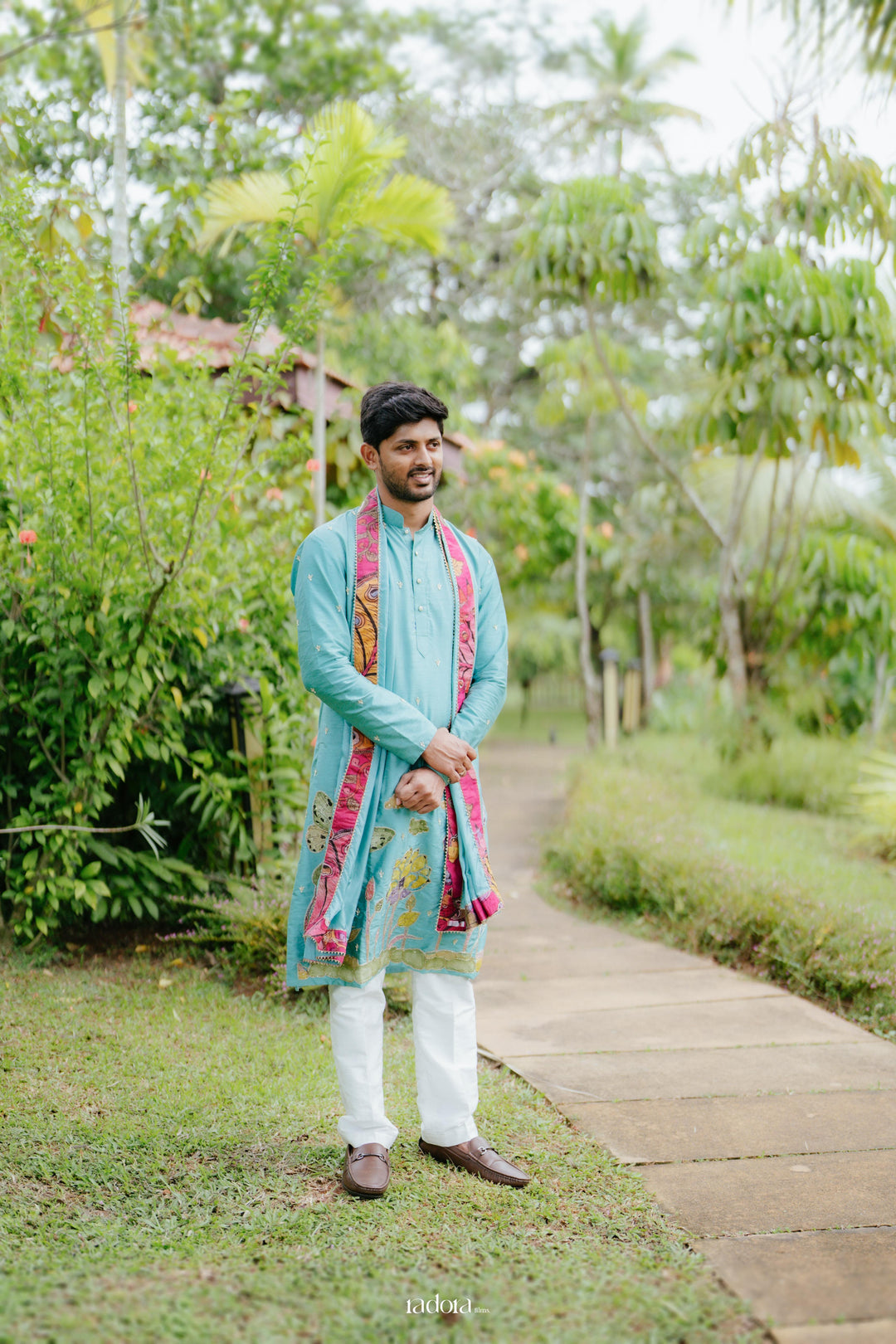 Sky Blue Pen Kalamkari Kurta