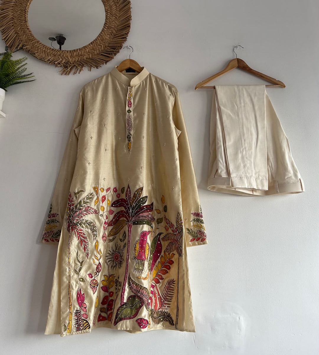 Cream Pen Kalamkari Kurta