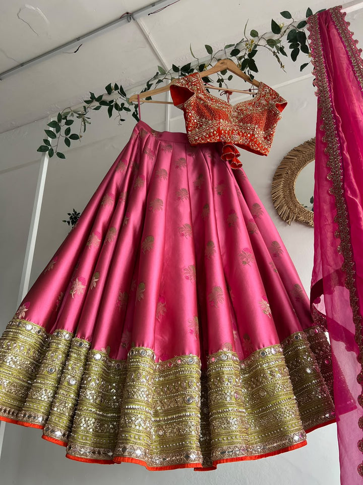Pink Banaras Silk Lehenga