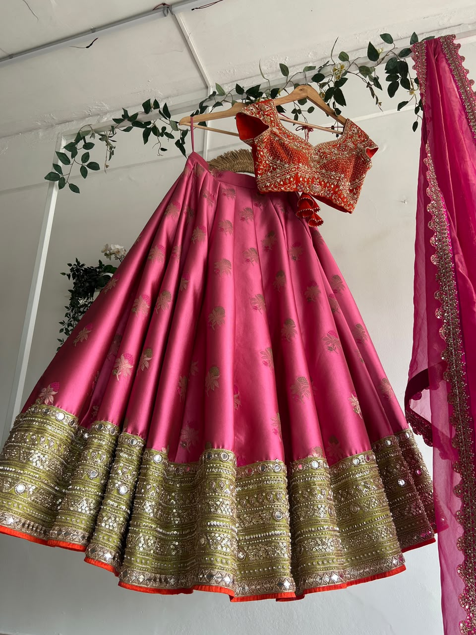 Pink Banaras Silk Lehenga