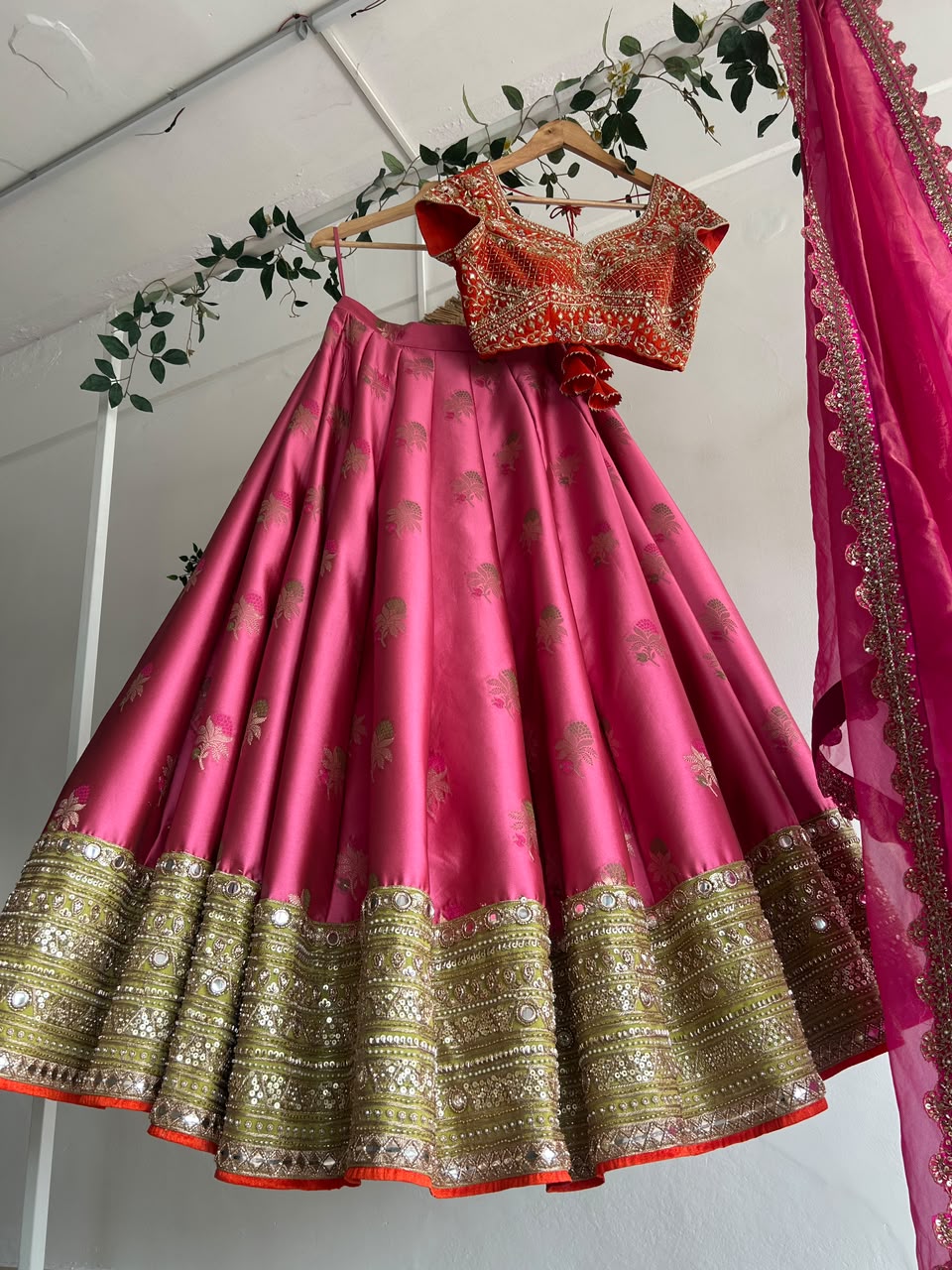 Pink Banaras Silk Lehenga