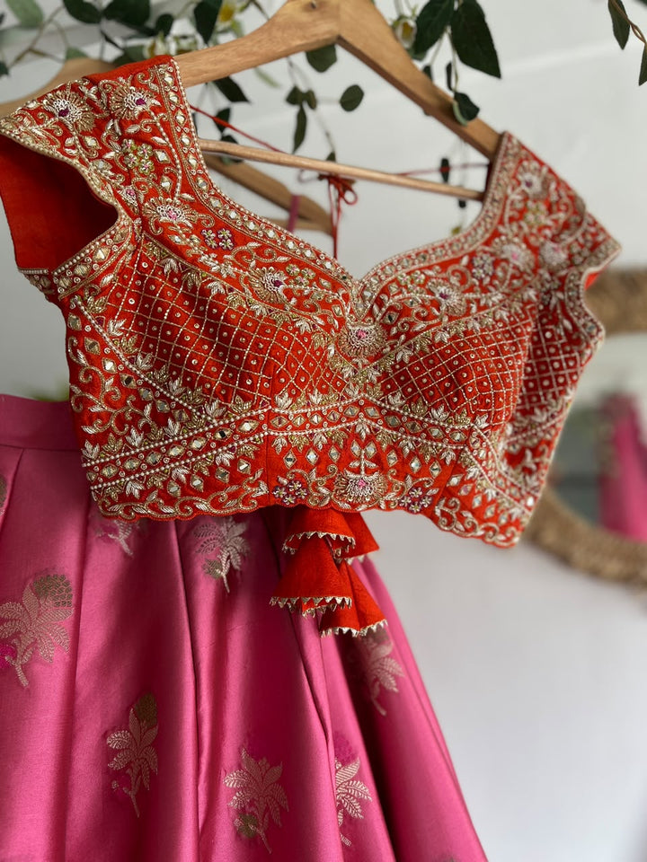 Pink Banaras Silk Lehenga