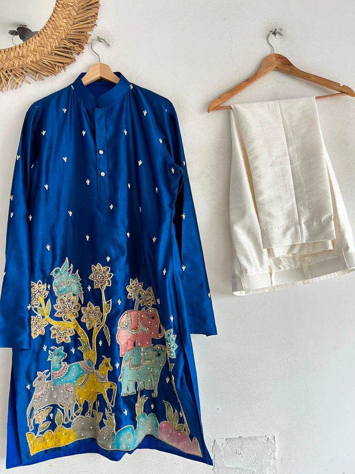 Dark Blue Pen Kalamkari Kurta