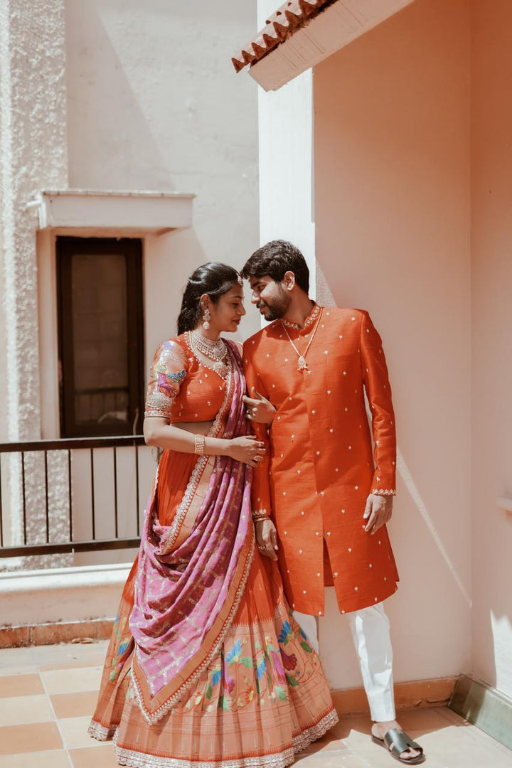Couple Paithani Silk Outfit