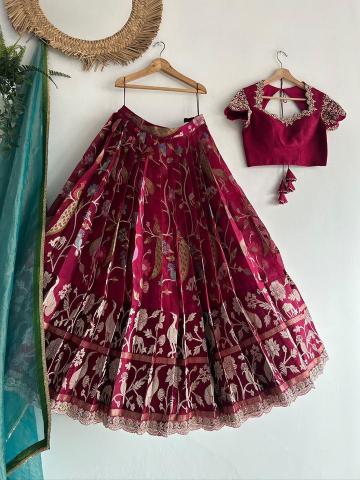 Magenta Kota Silk Lehenga