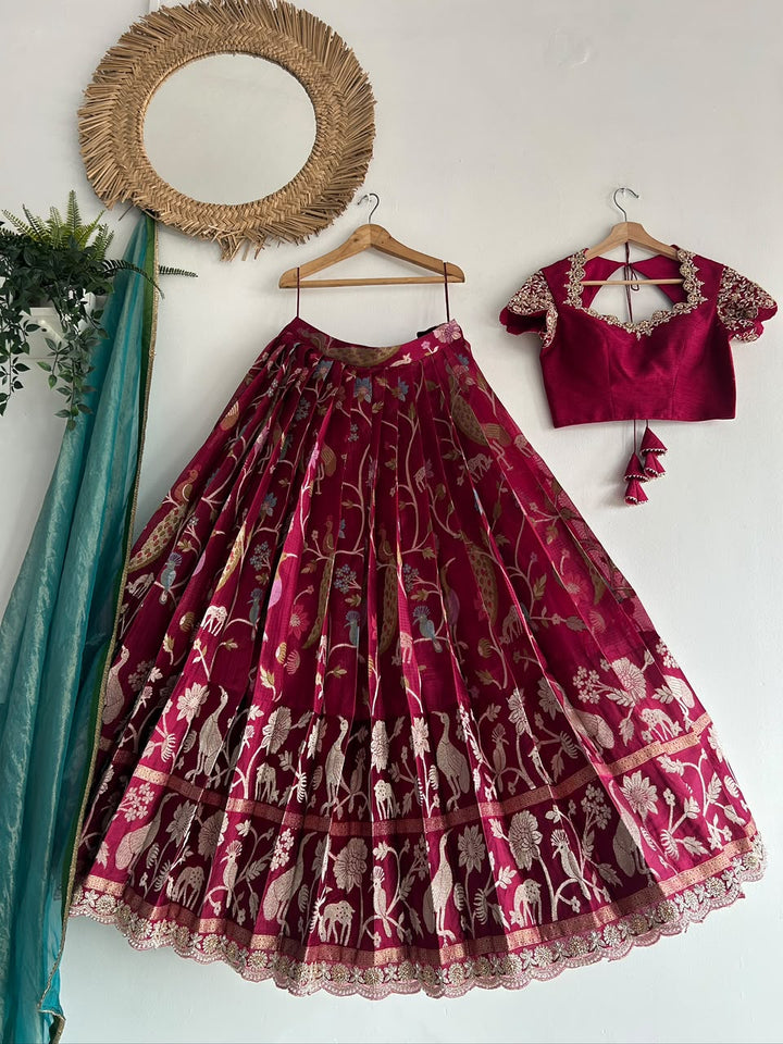 Magenta Kota Silk Lehenga
