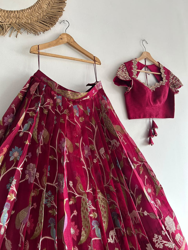 Magenta Kota Silk Lehenga