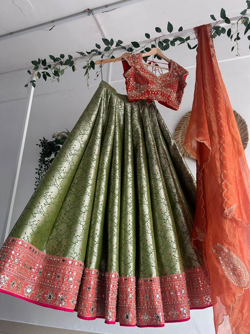 Green Banaras Silk Lehenga